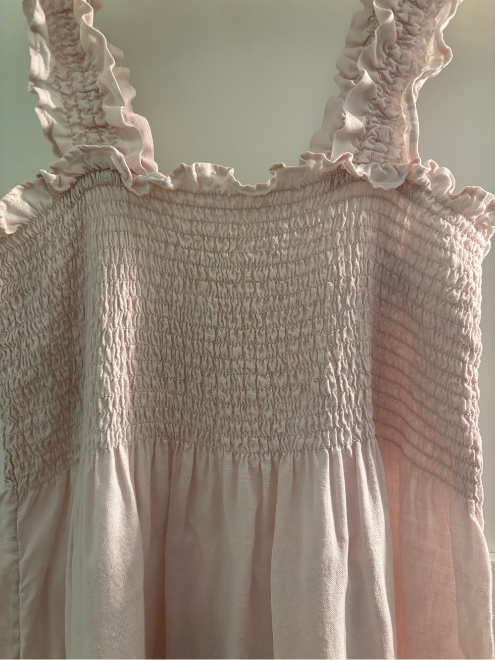 Quince 100% European Linen Smocked Pale Pink Dress - Picture 2 of 4